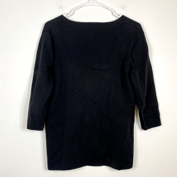 4/25$ SPRING + MERCER Women’s Medium Black V Neck 3/4 Sleeve Knit Cardigan - Picture 2 of 4